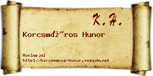 Korcsmáros Hunor névjegykártya